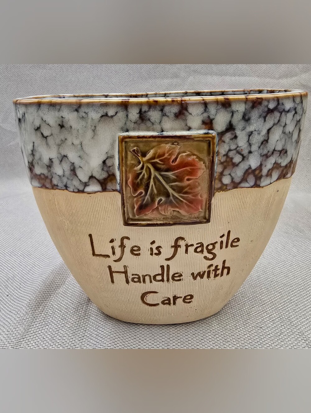 Vintage Deadstock Ceramic Vase "Life is Fragile Handle w Care" Tuscany Casino